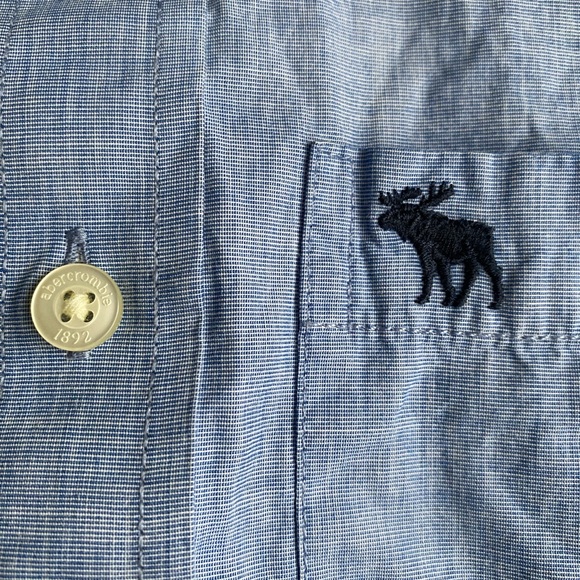 Abercrombie and Fitch Blue Button Up Kids Size Large - Picture 9 of 12